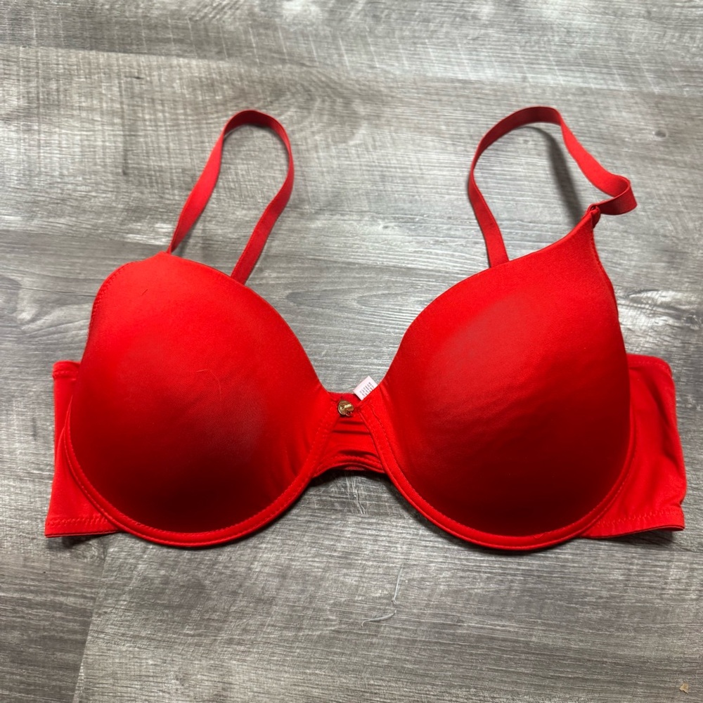 Juicy Couture Red Padded Underwire Bra with Center Charm